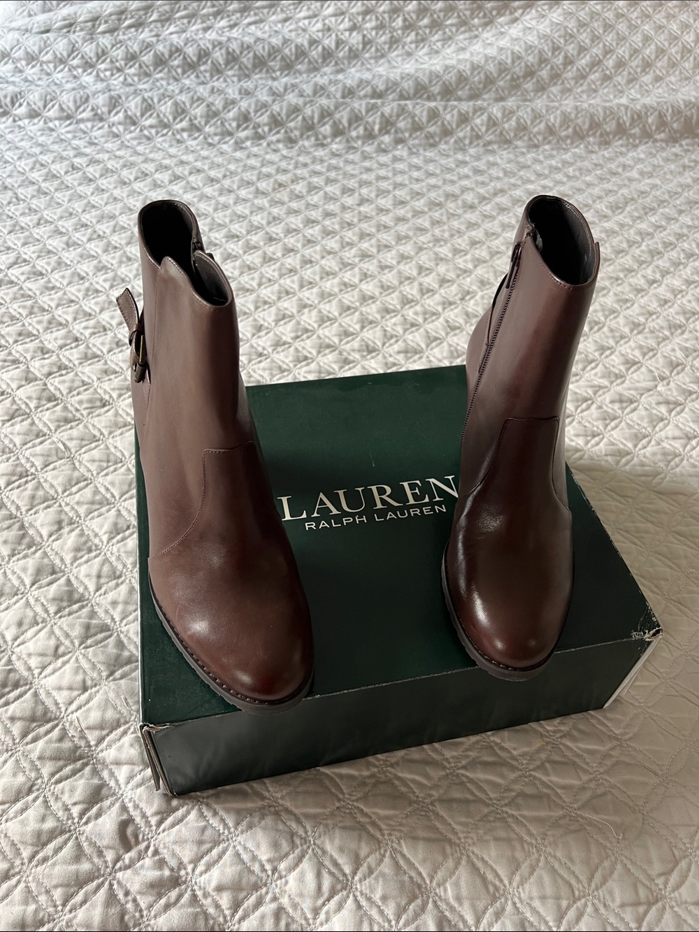 Lauren Ralph Lauren Brown Leather Heeled Ankle Boots